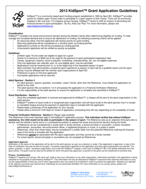 2013 KidSport Grant Application