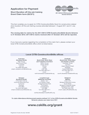 CITB-ConstructionSkills Grant Claim Form