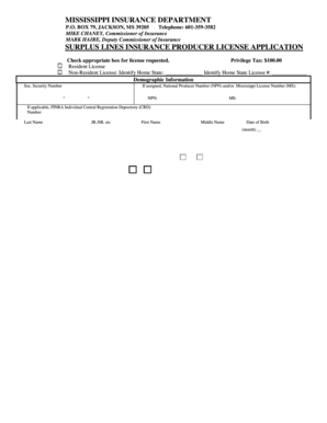 Application - Mississippi Insurance Department