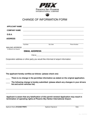 Change of Information Form