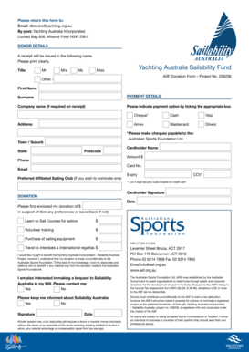 Yachting Australia Sailability Fund Donation Form