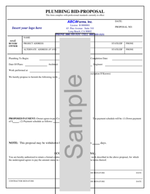 Plumbing Bid Proposal