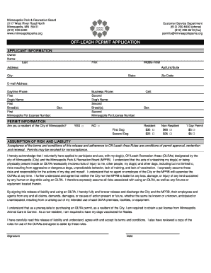 Minneapolis Off-Leash Permit Application