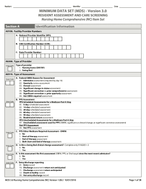 MDS 3.0 Nursing Home Comprehensive Assessment Form