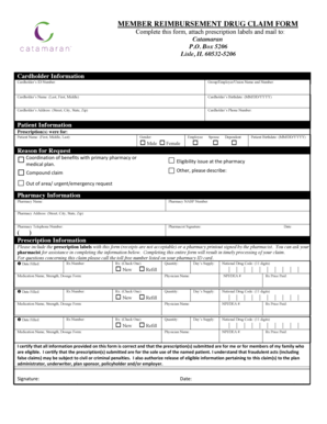 Member Reimbursement Drug Claim Form