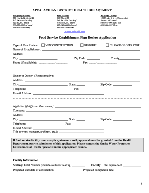 North Carolina Food Service Establishment Plan Review Checklist