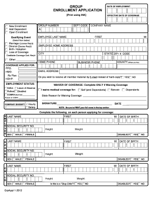 Employee Health Insurance Enrollment Form