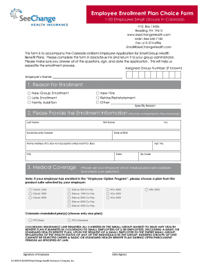 Colorado Employee Enrollment Plan Choice Form