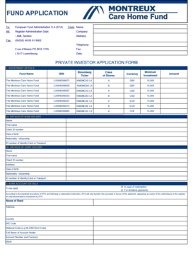 Private Investor Application Form
