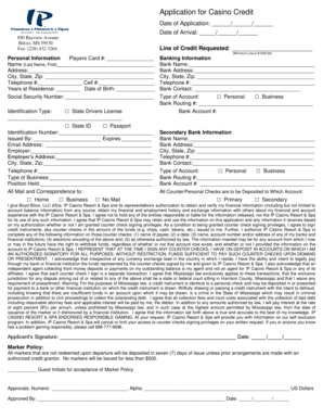 Casino Credit Application Form