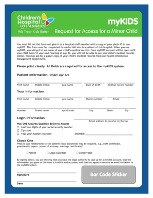 myKIDS Medical Records Access Form