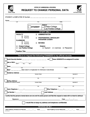Request to Change Personal Data