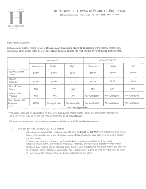 New Jersey Free and Reduced Price School Meals Application