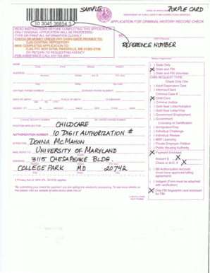 Maryland Criminal History Record Check Application