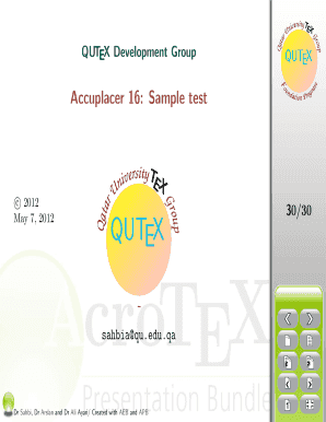 Accuplacer 16 Sample Test