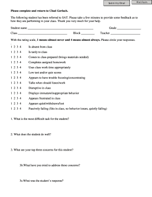 Student Academic Performance Feedback Form
