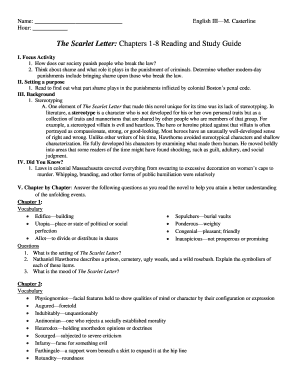 The Scarlet Letter Reading and Study Guide