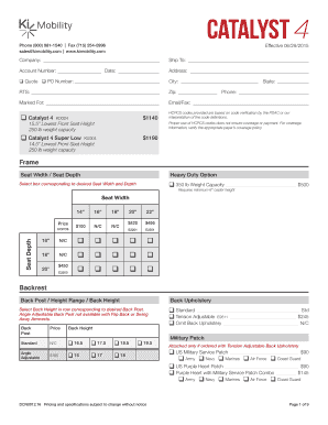 Catalyst 4 Wheelchair Configuration Form