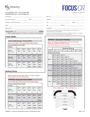 Ki Mobility Wheelchair Configuration Form