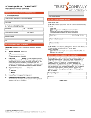 Solo 401(k) Plan Loan Request