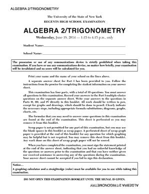 Algebra 2/Trigonometry Regents Exam