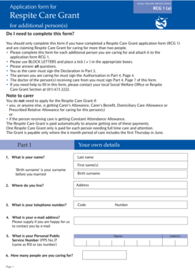 Respite Care Grant Application Form