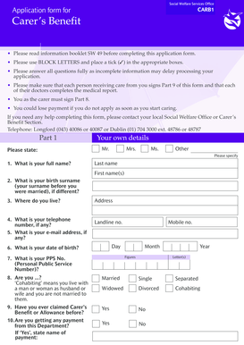 Carer's Benefit Application Form