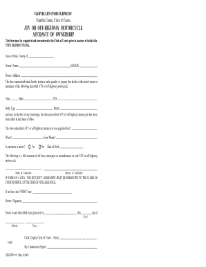 Ohio ATV Ownership Affidavit