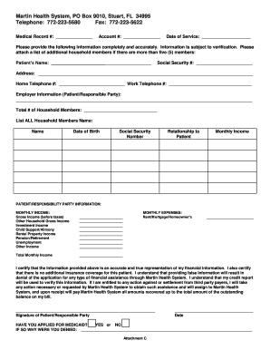 Patient Financial Assistance Application