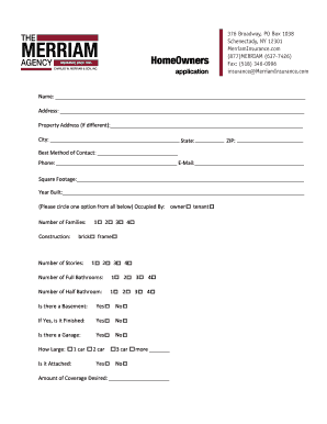 Homeowners Insurance Application