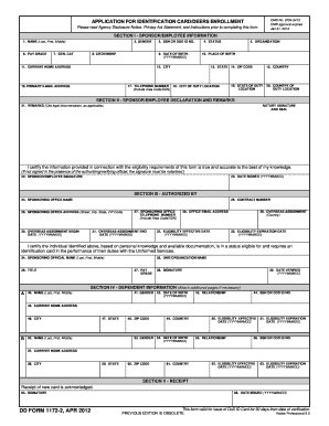 Application for Identification Card/DEERS Enrollment