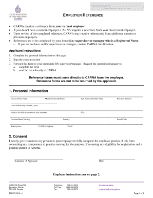 CARNA Employer Reference Form