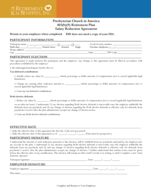 Presbyterian Church 403(b)(9) Salary Reduction Agreement
