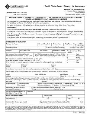 Fort Dearborn Life Death Claim Form
