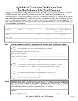 High School Graduation Certification Form
