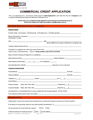 Commercial credit application form - Credit Application Form - Max Hire