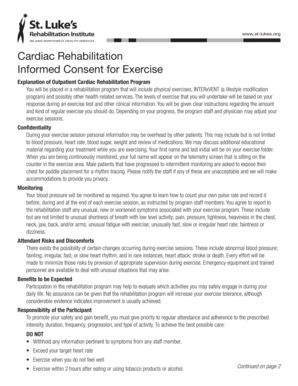 Cardiac Rehabilitation Informed Consent Form