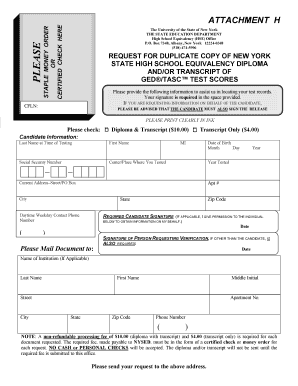 New York High School Equivalency Diploma Request Form