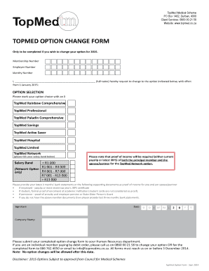 TopMed Option Change Form