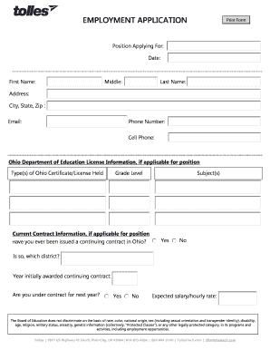 Employment Application Form