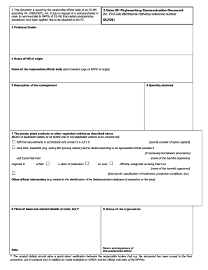 Intra-EU Phytosanitary Communication Document