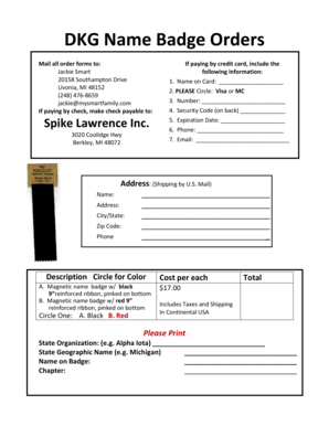 DKG Name Badge Order Form