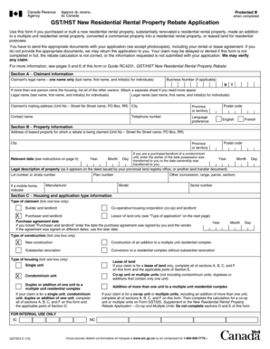 GST/HST New Residential Rental Property Rebate Application