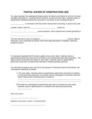 Partial Waiver of Construction Lien
