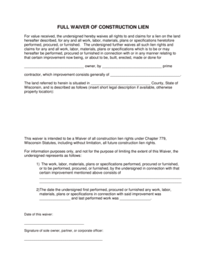 Full Waiver of Construction Lien
