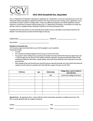 US Federal Student Aid Verification Form