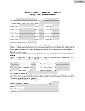 Book Rental Fees Payment Agreement