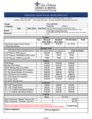 Exhibitor Audio-Visual Order Form