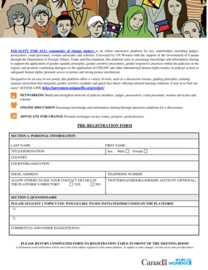 CEDAW Pre-Registration Form