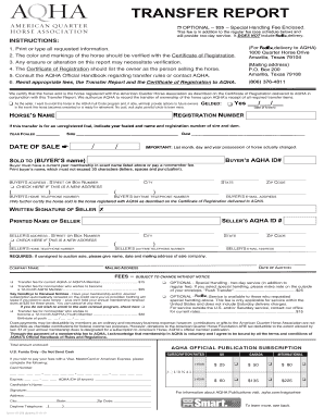 AQHA Horse Transfer Report